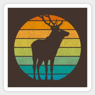 Wild Elk Silhouette Retro Style Sticker